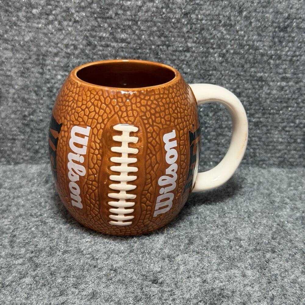 Wilson Football NFL Textured Mug Sports Mug Gift Mens Gift 3.5” Rare Coffee Cup